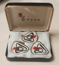 Vtg Hayward Cufflink Set - Copper Enamel -Mid-Century Unique Abstract Artisan picture