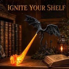 Dragon Bookshelf Nook Light,Fire-Breathing Fantasy Decor Halloween Shelf Display picture