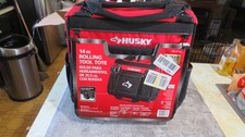 Husky 14 in Rolling Tool Tote Bag Heavy Duty Wheels Telescoping Handle picture