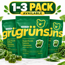 1-3 Pack Grüns Superfood Greens Gummies Sugar Free 21+ Vitamins Minerals 20oz picture