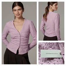 Anthropologie Maeve Textured Eyelet Top Lilac Size Large NWT $88 picture