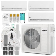 ZOKOP Smart Tri Zone 28000BTU Mini Split Air Conditioner Heat Pump Cooling Wifi picture