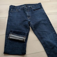 Uniqlo Mens Slim Straight Selvedge Jeans Indigo Kaihara Denim 36x32 (Fits 36x31) picture