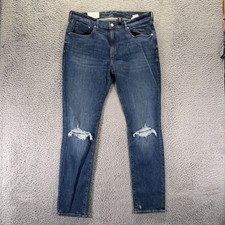 H&M &Denim Jeans Men's 36x32 Blue Cotton Skinny Leg Faded Distressed Stretch picture