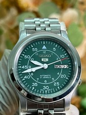 Seiko 5 Automatic 21 Jewels Japan Made Green Dial Watch For Mens picture