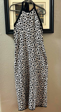 Diane von Furstenberg Black White Floral Halter Tie Maxi Dress XL picture