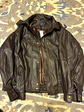 GAP Men’s Brown Bomber Jacket Lined Short Length Spread Collar Zip Button S picture