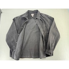 H&M Men's XL Washed Black Denim Shirt Button Up Overshirt Workwear Grunge picture