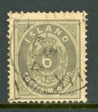 Iceland 1897 Numeral 6 aur Gray Scott # 25 VFU C495 picture