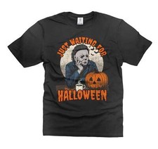 Mens Halloween t-shirt Michael Myers Shirt Just Waiting For Halloween Shirt picture