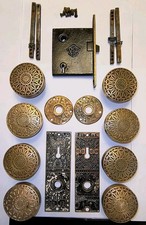 ANTIQUE VICTORIAN ERA RUSSELL ERWIN 1882 DOOR KNOB  L-10700 SUNFLOWER SET W/KEY picture