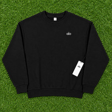 Alo Women's Black Accolade Crew Neck Pullover Sweater Size Medium picture