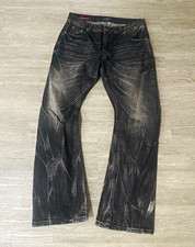 EDUP Men's Black Dark Wash Denim Collection Straight Fit Jeans, 5-Pocket picture