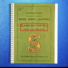 SINGER 61w 62w Sewing Machine Instructions Manual 1926 - LOOP BOUND - JACKET picture