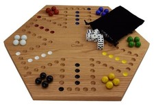 20 Inch Solid Oak Marble Board Game, Double-Sided, 4 or 6 Player picture
