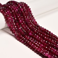 Natural Grade AA Ruby Micro Faceted Round Beads Size 6mm 15.5'' Strand picture