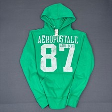Y2K Aeropostale 87 Green Graphic Pullover Hoodie Men's Size XS NWT picture