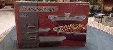 Vintage Etch Brick Red 5 Piece Corning Ware Cooking Set picture