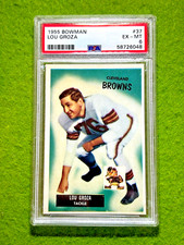 Lou Groza 1955 CARD JERSEY #76 Cleveland Browns TACKLE PSA 6 Graded  1955 Bowman picture