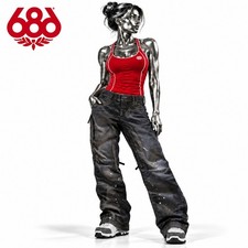 686 Reserved Deconstructed Denim Snowboard Pants Womens S infiDRY 15K Shell picture