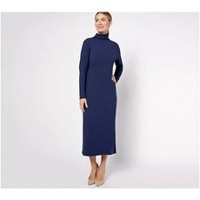 Women w/Control Finespun Jersey Tummy Control Dress A623040 Deep Ocean Blue picture