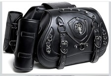 Motorcycle Saddle Bags - PU Leather Black New picture
