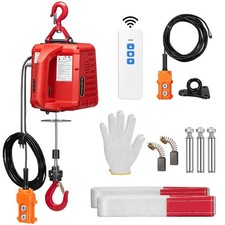 3-in-1 Electric Hoist Winch 1540LBS 40FT Lift 110V Crane Wired & Wireless Remote picture