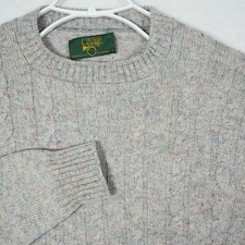 Vintage Country Squire Jantzen Mens Grey Confetti Cable Knit Sweater USA Medium picture
