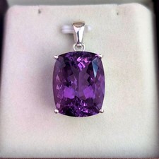 50.65 Ct Natural Purple Amethyst 925 Sterling Silver Solitaire Pendant Gemstone picture
