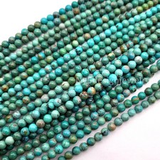 4mm Blue Green Genuine Natural Turquoise Round Loose Beads 16