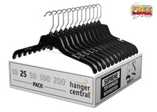 25 Pack Durable Plastic Clothing Hangers with Metal Swivel Hooks, 17 inch,Black picture