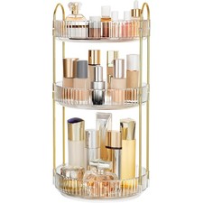 360Rotating Makeup Organizer 3Tier Skincare Organizer Capacity Cosmetic Storage picture