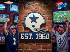 Dallas Cowboys Retro Helmet Sign EST 1960 Vintage Sign Wall Art Desk Shelf Decor picture