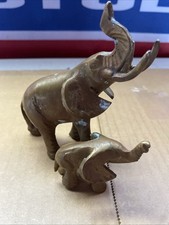 Vintage Solid Brass Elephants Mother and Baby Elephant Figurine 5