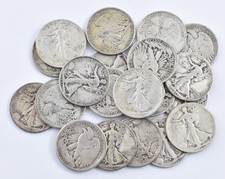 (20) 1934-1947 Walking Liberty Half Dollar 90% Silver Roll $10 Face Lot picture