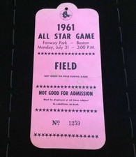 1961 All-Star GM Pass Ticket Boston Fenway PK/Tie/Colavito HR/Koufax 2 IP/Mays⚾️ picture