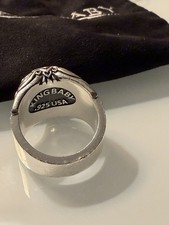 King Baby 925 Sterling Silver Sculpted Ornate Face Signet Ring, Signed picture