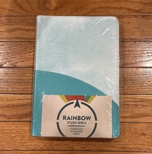 NEW CSB Christian Standard Rainbow LeatherTouch Study Bible Turquoise Color Code picture