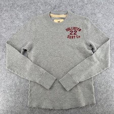 Y2K Hollister Shirt Mens Small Waffle Knit Gray Surf Co Embroidered EUC picture