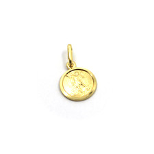 solid 18k yellow gold Saint Michael Archangel small 11mm round medal, pendant picture