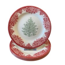 4pc Royal Stafford CHRISTMAS TREE Porcelain Salad Plates 8.5