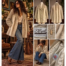 Vintage 70s D'Esprit Dubrowsky Perlbinder Faux Fur Knit Sleeve Coat Union Made picture