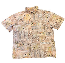 Campia Moda Men's Light Brown Floral Hawaiian Short Sleeves Button Up Shirt SZ L picture