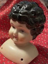 Brinn's Porcelain Doll Head Shoulder With Molded Dark Curls. Mint Vintage 50s picture