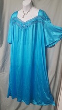 ANTHONY RICHARDS Blue Nightgown Nylon Calf Short Sleeve Plus 3X 64