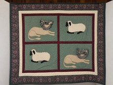 Vintage Isaiah 11:6 Peaceable Kingdom Quilt Wall Hanging Lion Lamb Folk Art picture