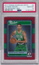 2017 Panini Donruss Optic Jayson Tatum The Rookies Red Refractor 92/99 PSA 10 #3 picture