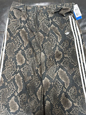 adidas Originals Snakeskin 3-Stripes Pants 36W 32L Pockets Brown/Black picture