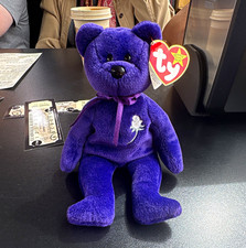 Ty Beanie Babies Princess Purple Bear Plush with Tag Vintage 1997 with tags picture