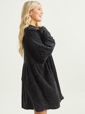 Altar'd State Women's Oversized Black Shirt Dress Effortless Chic Versatile picture
